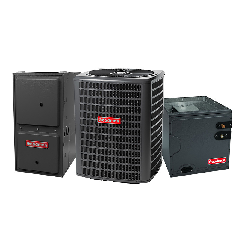 New HVAC condenser installed beside North Las Vegas home during replacement project